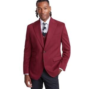 Tayion Collection Suit Jacket Men's Red Solid Classic-Fit Formal Blazer Size 44R